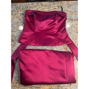 WTOO Watters Vtg Strapless Satin‎ Two-Piece Set Formal Occasion Party Dress 12